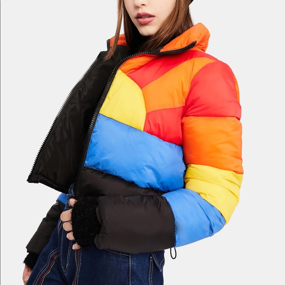 Sweet retreat rainbow puffer jacket